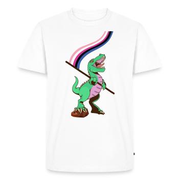LGBTQ Flag - Dinosaur Sexual Fluid - Men's Premium Organic T-Shirt - white - Front - Nico (187cm)