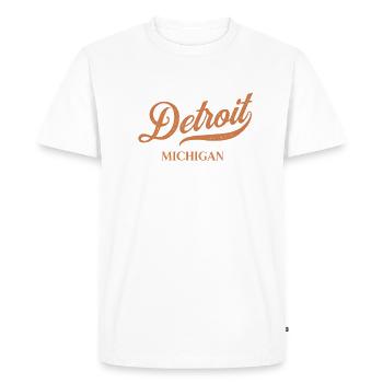 Rétro USA Michigan Vintage Detroit - T-shirt Premium bio Homme - blanc - Devant - Nico (187cm)