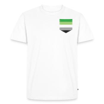 LGBTQ Aromantic Pride Flag Pocket - Men's Premium Organic T-Shirt - white - Front - Nico (187cm)