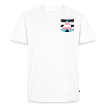 LGBTQ Trans Ally Pride Flag Pocket - Men's Premium Organic T-Shirt - white - Front - Nico (187cm)
