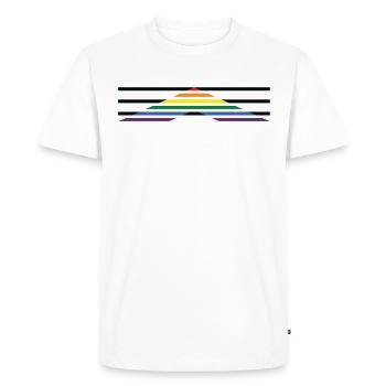Attention Qui déteste - LGBTQ Straight Ally - T-shirt Premium bio Homme - blanc - Devant - Nico (187cm)