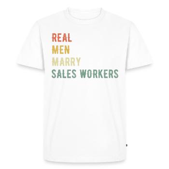 De vrais hommes épousent des vendeurs - T-shirt Premium bio Homme - blanc - Devant - Nico (187cm)