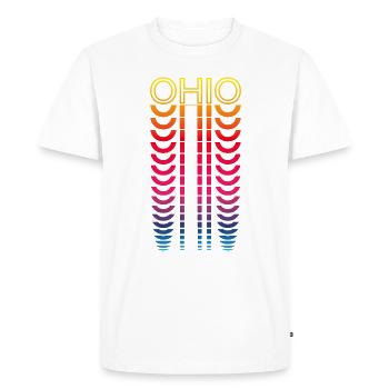 Retro Nostalgic USA State - Rainbow Ohio - Men's Premium Organic T-Shirt - white - Front - Nico (187cm)
