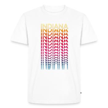 Retro Nostalgic USA State - Rainbow Indiana - Men's Premium Organic T-Shirt - white - Front - Nico (187cm)
