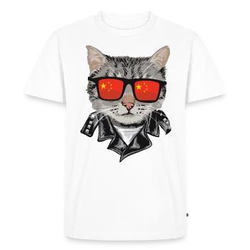 Cat China Flag Lunettes de soleil - T-shirt Premium bio Homme - blanc - Devant - Nico (187cm)