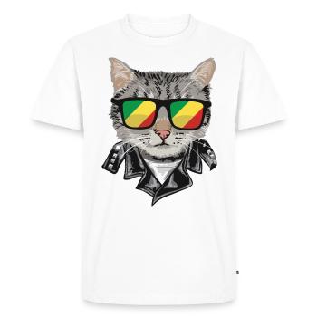 Cat Sunglasses with Congo Flag - Men's Premium Organic T-Shirt - white - Front - Nico (187cm)