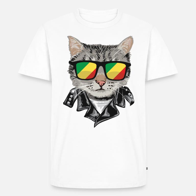 Cat-Sonnenbrille Mit Kongo-Flagge - Männer Premium Bio T-Shirt - undefined