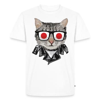 Lunettes de soleil pour chat avec drapeau japonais - T-shirt Premium bio Homme - blanc - Devant - Nico (187cm)