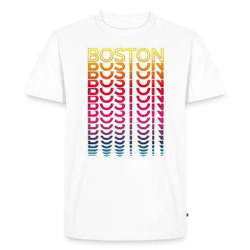 Retro Nostalgic USA City - Rainbow Boston - T-shirt Premium bio Homme - blanc - Devant - Nico (187cm)