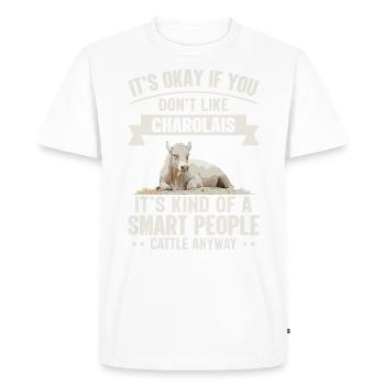 Smart people - Cow Charolais - Men's Premium Organic T-Shirt - white - Front - Nico (187cm)