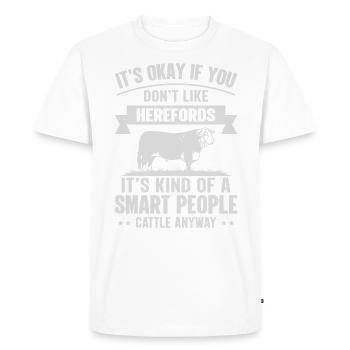 Smart People - Cow Herefords - Men's Premium Organic T-Shirt - white - Front - Nico (187cm)