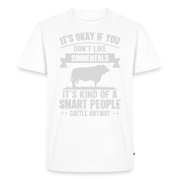 Smart people - Simmental cow - Men's Premium Organic T-Shirt - white - Front - Nico (187cm)