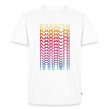 Retro Nostalgic City - Rainbow Karachi - Men's Premium Organic T-Shirt - white - Front - Nico (187cm)