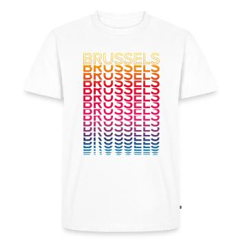 Retro Nostalgic City - Rainbow Brussels - Men's Premium Organic T-Shirt - white - Front - Nico (187cm)