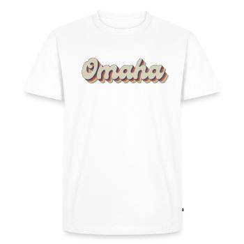 Nostalgique des années 70 USA City - Vintage Omaha - T-shirt Premium bio Homme - blanc - Devant - Nico (187cm)