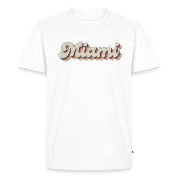 Nostalgique des années 70 USA City - Vintage Miami - T-shirt Premium bio Homme - blanc - Devant - Nico (187cm)