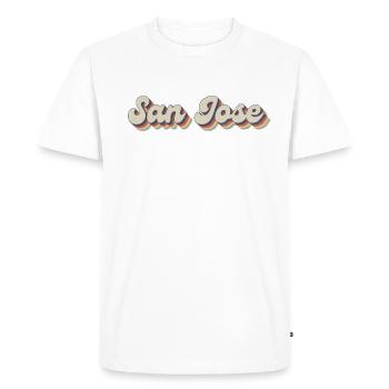 Nostalgique des années 70 USA City - Vintage San Jose - T-shirt Premium bio Homme - blanc - Devant - Nico (187cm)