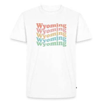 Vintage 70s Hippie USA État - Rétro Wyoming - T-shirt Premium bio Homme - blanc - Devant - Nico (187cm)