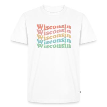Vintage 70s Hippie USA State - Rétro Wisconsin - T-shirt Premium bio Homme - blanc - Devant - Nico (187cm)