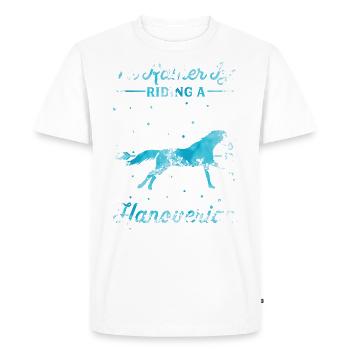 Monter un cheval hanovrien - T-shirt Premium bio Homme - blanc - Devant - Nico (187cm)