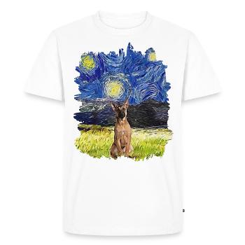Nuit étoilée - Berger Belge - T-shirt Premium bio Homme - blanc - Devant - Nico (187cm)
