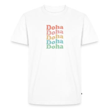 Vintage 70s Hippie Qatar City - Rétro Doha - T-shirt Premium bio Homme - blanc - Devant - Nico (187cm)