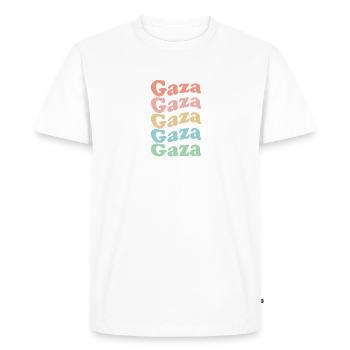 Vintage 70s Hippie Palestine City - Retro Gaza - T-shirt Premium bio Homme - blanc - Devant - Nico (187cm)