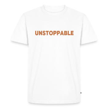 Proverbe motivant - Imparable - T-shirt Premium bio Homme - blanc - Devant - Nico (187cm)