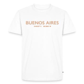 Coordonnées de la ville Argentine - Buenos Aires - T-shirt Premium bio Homme - blanc - Devant - Nico (187cm)