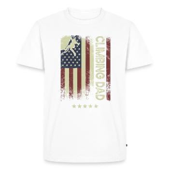 USA American Flag - Climbing Father - Men's Premium Organic T-Shirt - white - Front - Nico (187cm)