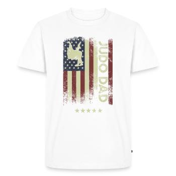 Drapeau américain - Judo-Papa - T-shirt Premium bio Homme - blanc - Devant - Nico (187cm)