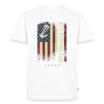 Drapeau américain - Kite Surfing Dad - T-shirt Premium bio Homme - blanc - Devant - Nico (187cm)