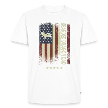 Drapeau américain des États-Unis - Bearded Dragon Dad - T-shirt Premium bio Homme - blanc - Devant - Nico (187cm)