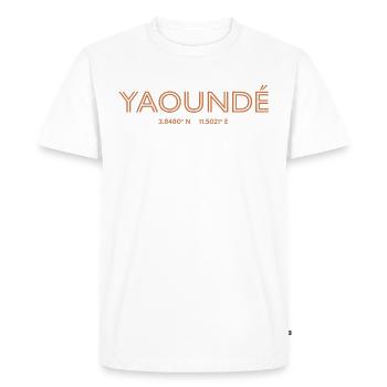 Coordonnées de la ville du Cameroun - Yaoundé - T-shirt Premium bio Homme - blanc - Devant - Nico (187cm)