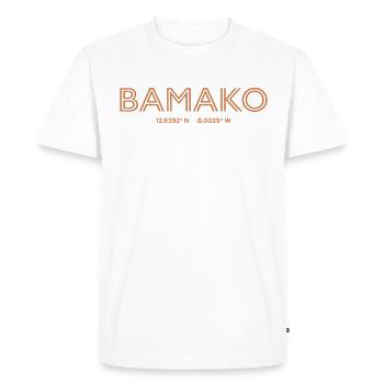 Coordonnées de la ville du Mali - Bamako - T-shirt Premium bio Homme - blanc - Devant - Nico (187cm)