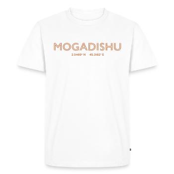 Coordonnées de la ville de Somalie - Mogadiscio - T-shirt Premium bio Homme - blanc - Devant - Nico (187cm)