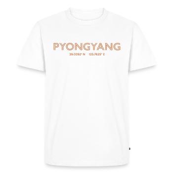 North Korea City coordinates - Pyongyang - Men's Premium Organic T-Shirt - white - Front - Nico (187cm)