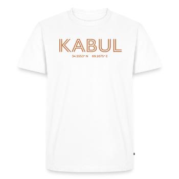 Coordonnées de la ville d’Afghanistan - Kaboul - T-shirt Premium bio Homme - blanc - Devant - Nico (187cm)
