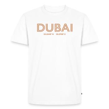 United Arab Emirates City Coordinates - Dubai - Men's Premium Organic T-Shirt - white - Front - Nico (187cm)