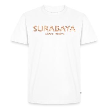 Coordonnées de la ville d’Indonésie - Surabaya - T-shirt Premium bio Homme - blanc - Devant - Nico (187cm)