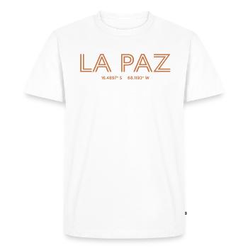 Coordonnées de la ville de Bolivie - La Paz - T-shirt Premium bio Homme - blanc - Devant - Nico (187cm)