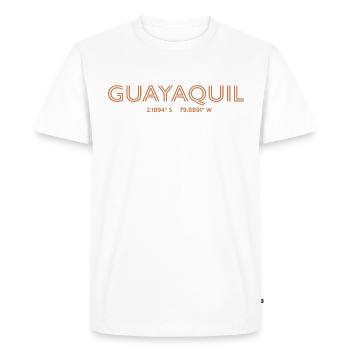 Coordonnées de la ville de l’Équateur - Guayaquil - T-shirt Premium bio Homme - blanc - Devant - Nico (187cm)