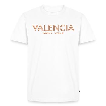 Coordonnées de la ville d’Espagne - Valence - T-shirt Premium bio Homme - blanc - Devant - Nico (187cm)