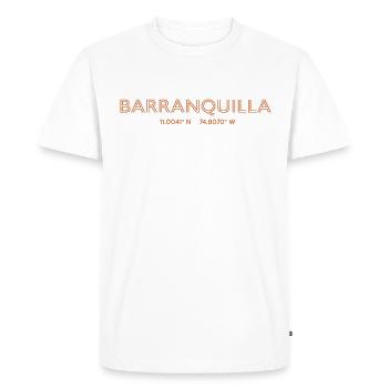 Coordonnées de la ville de Colombie - Barranquilla - T-shirt Premium bio Homme - blanc - Devant - Nico (187cm)