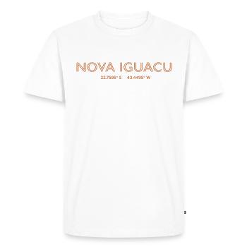 Coordonnées de la ville de Brésil - Nova Iguaçu - T-shirt Premium bio Homme - blanc - Devant - Nico (187cm)