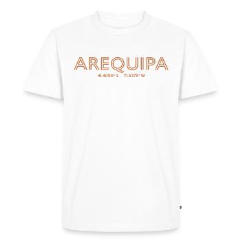 Coordonnées de la ville du Pérou - Arequipa - T-shirt Premium bio Homme - blanc - Devant - Nico (187cm)