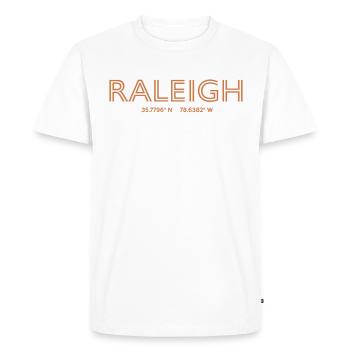 USA City Coordinates - Raleigh - Men's Premium Organic T-Shirt - white - Front - Nico (187cm)