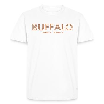 Coordonnées de la ville des États-Unis - Buffalo - T-shirt Premium bio Homme - blanc - Devant - Nico (187cm)