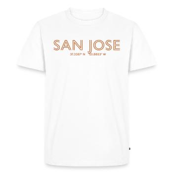 Coordonnées de la ville des États-Unis - San Jose - T-shirt Premium bio Homme - blanc - Devant - Nico (187cm)