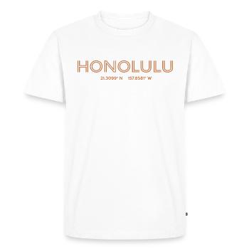 Coordonnées de la ville des États-Unis - Honolulu - T-shirt Premium bio Homme - blanc - Devant - Nico (187cm)